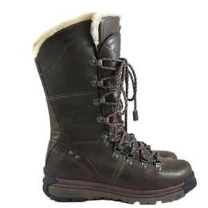 Merrell Women's Nicolette Waterproof Winter Boots Polartec Leather Brown 6